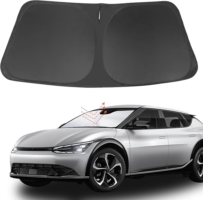 Front Windshield Sun Shade Foldable Car Front Window Sun Shade Windshield Shade Custom Fit for 2022-2026 Kia EV6 Block UV Rays Accessories Heat Keep Cooler by FannycCargoCover