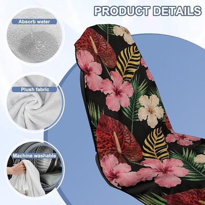 Hawaiian Hibiscus Car Seat Towel Cover After Gym with Storage Bag Sweat Auto Interior Seat Protector Tropical Hibiscus Flowers Car Interior Accessories for Swimming Yoga Running Sweat Towel - Image 6