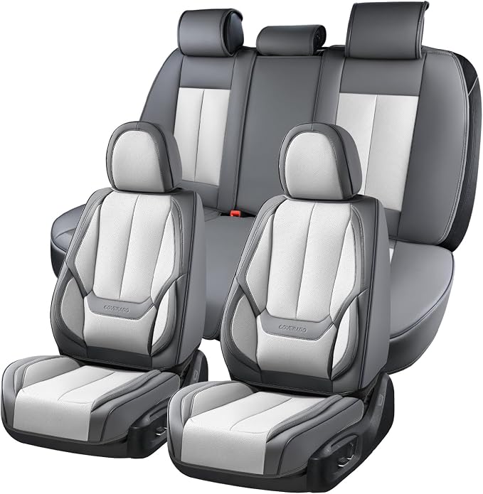 Coverado Car Seat Covers, Seat Covers for Cars, Waterproof Leather Auto Seat Protectors, Leather Car Seat Cushion, Car Interiors Accessories Universal Fit for Most Cars by COVERADOAUTO