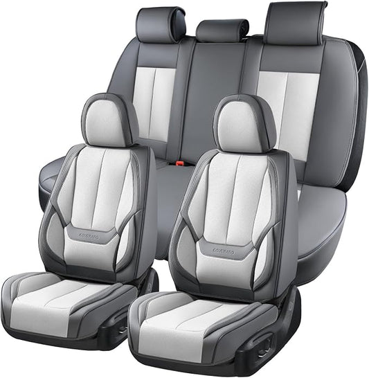Coverado Car Seat Covers, Seat Covers for Cars, Waterproof Leather Auto Seat Protectors, Leather Car Seat Cushion, Car Interiors Accessories Universal Fit for Most Cars by COVERADOAUTO