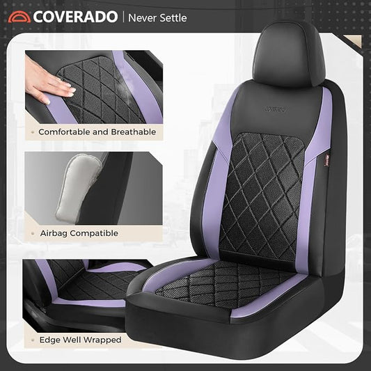 Coverado Car Seat Covers, Front Seat Covers, 2 Front Automotive Seat Cover, Mesh Breathable Seat Protectors, Universal Fit for Most Cars - Image 2