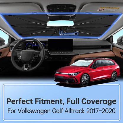 Windshield Sun Shade Umbrella for Volkswagen Golf Alltrack 2017-2020 | Foldable Car Sunshade, Highly Reflective Auto Sun Shield Visor for UV Protection, Keep Car Cool Accessories - Image 2