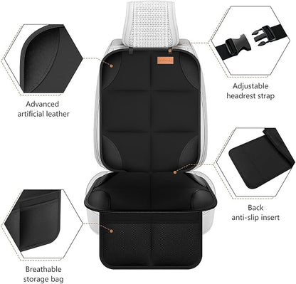 SMART ELF Car Seat Protector, Thickest Padding and Non-Slip Backing (Black) | Waterproof Car Seat Cover with Mesh Pockets, 600D Leather and Fabric for SUV, Sedan, Truck, Easy to install for Baby and Pet - Image 4