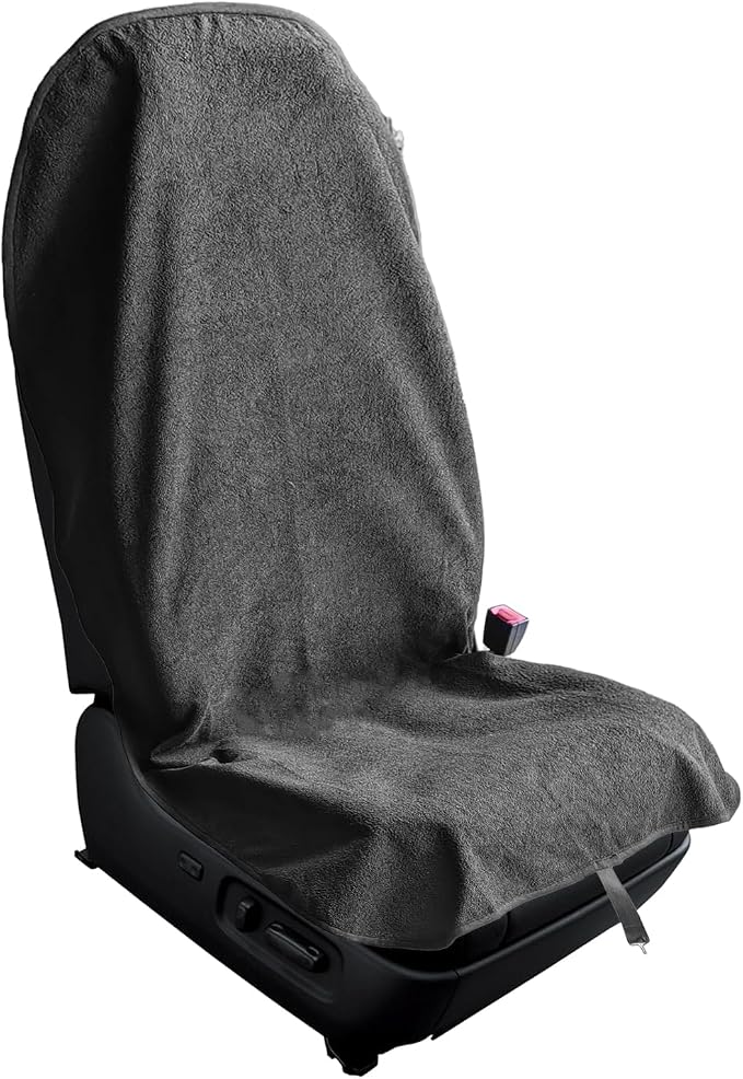 KEVWR Car Waterproof Towel Front Seats Seat Covers, Washable Seat Protector, Fit Beach Swimming Outdoor Sports, Compatible with Most Cars Trucks Suvs Car (Black) by KEVWR