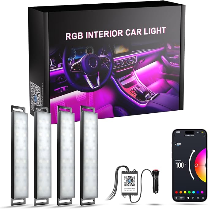 LED Car Lights Interior Footwell Lighting for Trucks Inside Decoration | Lights for Car Accessories with APP Control Music Sync Multicolor Cigarette Lighter DC 12V by YiLaie