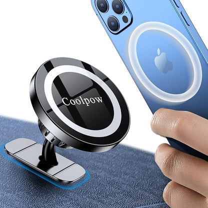 for iPhone MagSafe Car Mount Dashboard【Stronger Magnets】 Magnetic Phone Holder for Car Dash【Hands Free 】 Magsafe car Holder for Car Fit iPhone 15 14 13 12 Pro Max Plus Mini Mag Safe Case &Cell Phone by Coolpow