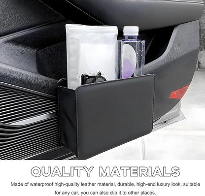Yourkar Car Trash Can, Foldable Waterproof Leather Car Garbage Organizer Holder, Automotive Mini Dustbin Container with One Roll Trash Bag, Universal Interior Car Accessories (Dark Brown) - Image 6