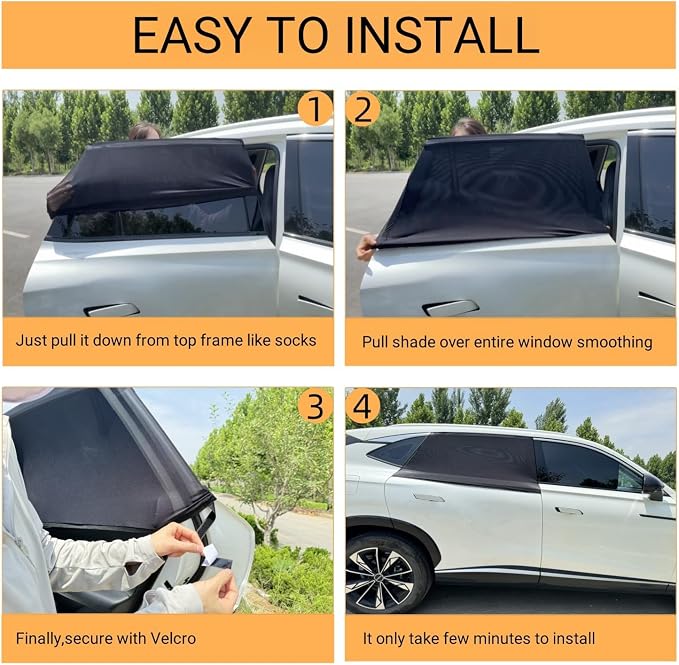 2 Pack Universal Car Rear Window Screen 25" x43'' for SUV, Pickup, Truck | Elastic Breathable UV Protection Car Window Cover for Camping Overnight Sleeping Baby Feeding Privacy Net for Ventilation - Image 5