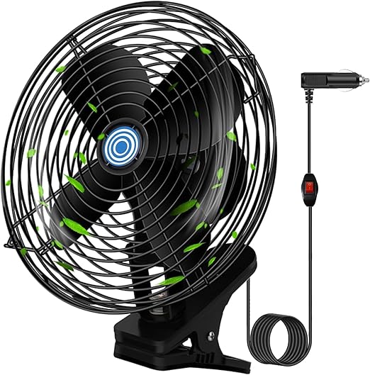Ultra-Quiet Portable Car Fan, 8 Inch Clip-on Cigarette Lighter Fan forTruck, Boat, Buses, Tractor,Camper by Unknown