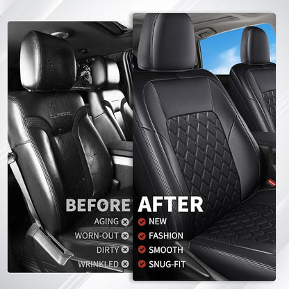Huidasource Car Seat Covers Fit for Toyota RAV4, Full Coverage Waterproof Leather Seat Cushion Covers Full Set Fit for 2013-2018 Toyota Rav4 XLE LE XLE Premium Limited (Not for Hybrid, Black) - Image 6