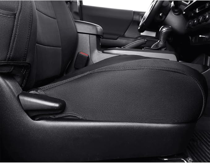 EKR Custom Fit Tacoma Front Car Seat Covers for Toyota Tacoma (Petrol & Hybrid) 2024 2025 2026 Double cab SR/SR5/TRD Sport/TRD Off-Road/Limited - Front Row Only,Neoprene (Black) - Image 2