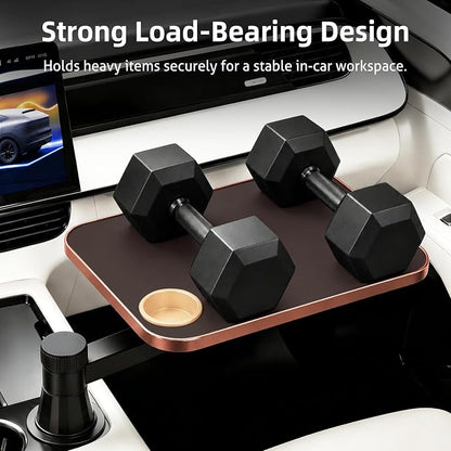 360° Rotating Car Desk Tray for Laptop & Food, Fits Tesla Model Y/3/S | 360° Rotating Car Desk, Premium Leather, Cup Slot, Adjustable for Laptop & Food, Fits Tesla Model Y/3/S & Most Cars - Image 3
