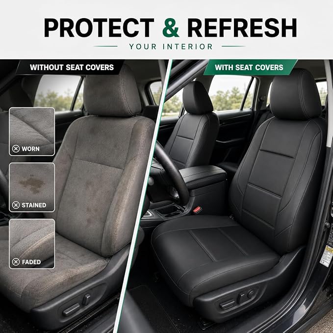 GIANT PANDA Front Seat Covers for Honda CRV HRV Civic Accord Element, Faux Leather Bucket Seat Cover Fit Honda Seat Protectors (Black & Gray) 2-Pack - Image 7
