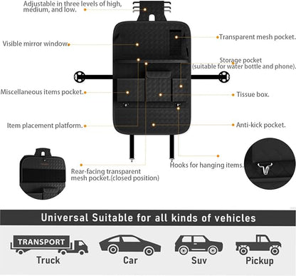 XDV Car Seat Organizers,Multi-functional Back Seat Protectors, Storage Pouches, and Tray Holders (for Cars, Kids, Seat Back and Rear Seats) (Woven Black, 1 Pcs) - Image 8