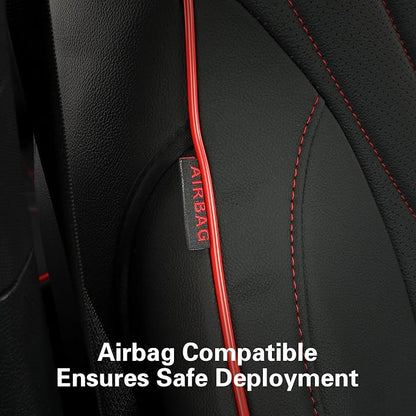 EKR F150 Seat Covers Custom Fit for (2 Door,SuperCab/Extended Cab) 2015-2020 Ford F150 XL/XLT/Lariat & 2017-2022 F250/F350 SuperDuty XL/XLT/Lariat Full Set-Faux Leather(Black with Red Trim) - Image 5