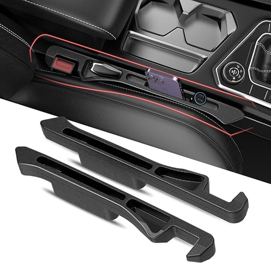Car Seat Gap Filler 2Pack, Inserts Between Seats Console with Organizer Storage Upgraded Phone Holder Car Side Seat Gap Fillers Cars Front Seats Fill Plug Car Essentials for Vehicle SUV Truck (Black) by DDTPDE