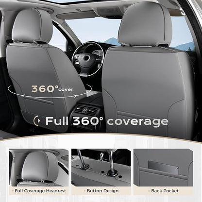 Coverado Car Seat Covers Full Set 5 pieces, Luxury Nappa Leather Seat Covers Universal Fit Waterproof Non-Slip Breathable Front & Back Automotive Seat Protectors for Cars, SUVs, Trucks - Image 7