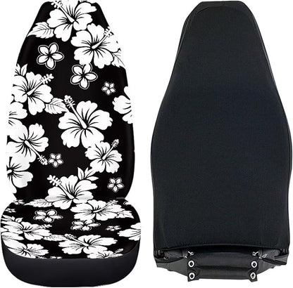 Hawaiian Florals Front Car Seat Cover for Women 2 Pcs Hibiscus Car Seat Covers Removable Automotive Accessories for Most Cars SUVs and Sedans - Image 4