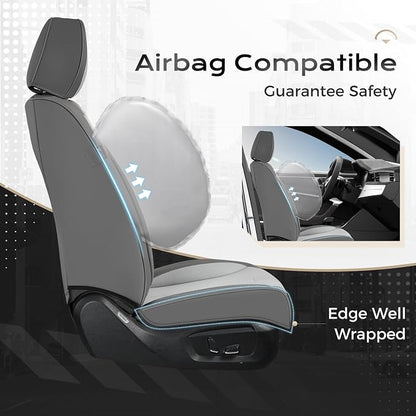 Coverado Car Seat Covers with Lumbar Support, Front Covers for Cars, Universal Automotive Seat Cover, Waterproof, Leather Car Seat Cushion, Interior Seat Protectors for Most Cars - Image 3