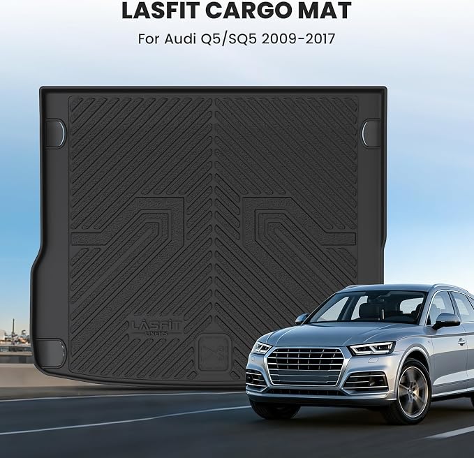 LASFIT Cargo Mat for Audi Q5/SQ5 2009-2017, Custom Fit All-Weather TPE Trunk Mat for Audi Accessories, Waterproof, Easy to Clean, Black - Image 2
