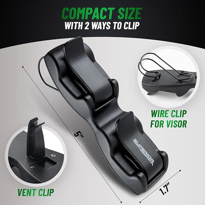 SUPERIOR ESSENTIALS Sunglass Holder for Car Visor Clip - Sun-Glasses Holder and Ticket Card Clips - Car Visor Accessories - Luxury Eyeglass Car Mount (Pack 1) - Image 2