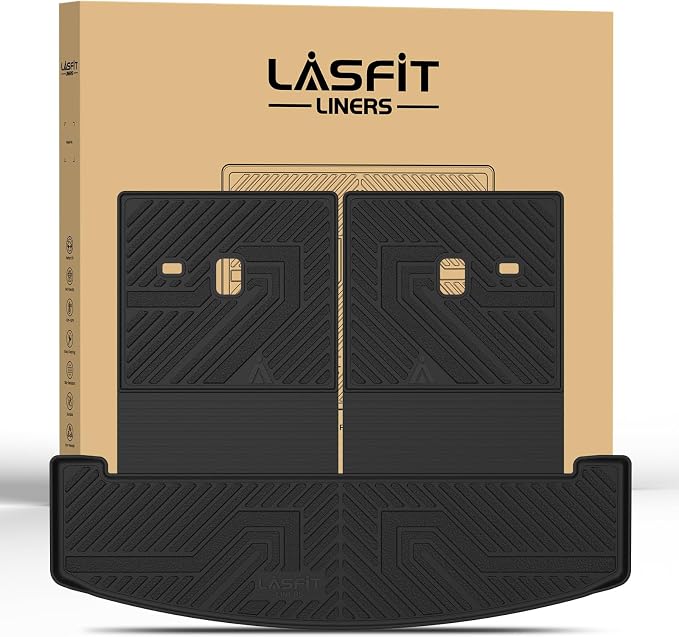 LASFIT Cargo Mats for Hyundai Santa Fe 2026 2025 2024 (Fit Gas & Hybrid) | All Weather TPE Custom Fit Cargo Trunk Mat & Backrest Mats Accessories, Black by LASFIT
