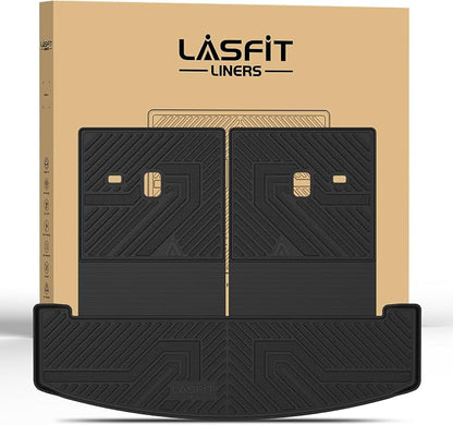 LASFIT Cargo Mats for Hyundai Santa Fe 2026 2025 2024 (Fit Gas & Hybrid) | All Weather TPE Custom Fit Cargo Trunk Mat & Backrest Mats Accessories, Black by LASFIT