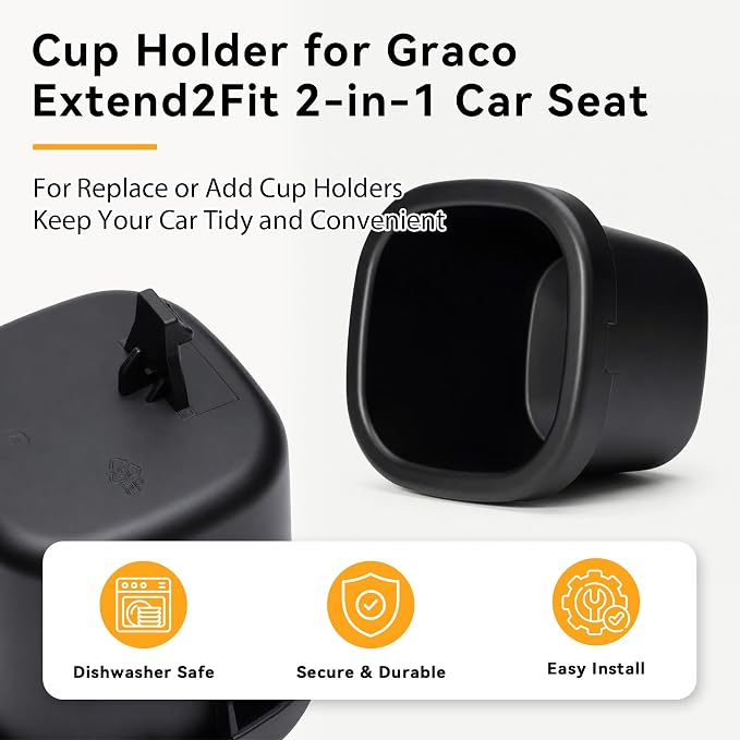 1-Pack Replacement Cup Holder Set for Graco Extend2Fit 2-in-1 Car Seat, Injection-Molded Car Seat Replacement Parts - Image 3