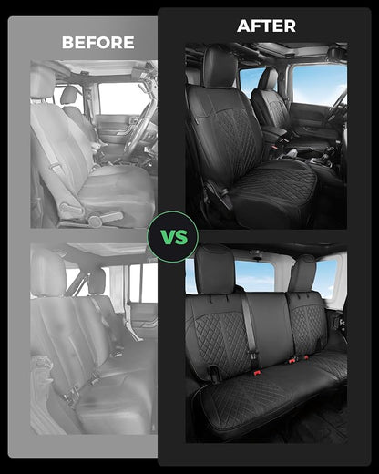RIDEPOSH for Jeep Wrangler Leather Custom Car Seat Covers Full Set 4 Door | 2013-2017 JK, Luxury Accessories, Waterproof Protectors, 40/60 Spilt, Full Wrap, Durable, Back Organizer, Anti-slip, 5 Seats - Image 7