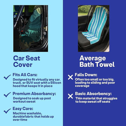 2 Pack Car Seat Towel Covers for Gym, Front Seats, Black Bear | Forest Sweat Protector for Front Seats Premium Thickened with Elastic Strap Breathable & Quick Dry Machine Washable Running - Image 6