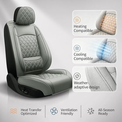 for Subaru Outback 2007-2026 Car Seat Covers, Full Set, Gray | Luxury Full Coverage Leather Seat Protectors, Waterproof Breathable, Non-Slip, Easy to Install, Airbag Compatible, All-Season - Image 9
