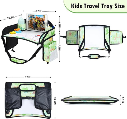 Kids Travel Tray for Toddler Car Seat, Road Trip Activities for Kid | Toddler Car Activities with No-Drop iPad Holder Stand, Roadtrip Essentials with Dry Erase Board & Cooler Cup Holder, 3PC - Image 10