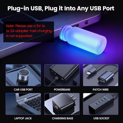 2 PCS USB Interior Car Lights, Touch Control 7 Color 13 Modes Plug-in Retro LED Ambient Dynamic Night Lights for Car Camping Holiday Decoration Bedroom (Multicolor) - Image 6
