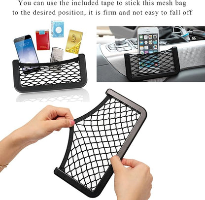 Ohleats 6 PCS Car Pocket Phone Nets, Purse Phone Holder Mesh Storage Bag with Double Sided Tape, Stick on Organizer Seat Side Back Automotive Storage Net Bag, Car Accessories - Image 5