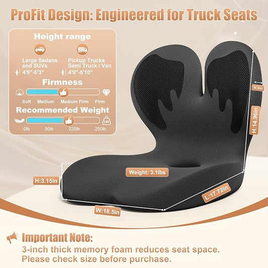 Thick Car Seat Cushion with Lumbar Support for Long Driving RV, Ergonomic Memory Foam Office Chair Cushion for Sciatica, Tailbone & Lower Back Relief, Ideal Gift for Drivers & Office Workers (Black) - Image 2
