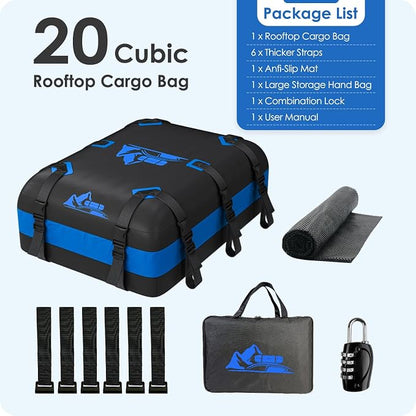 Car Rooftop Cargo Carrier Bag 15-20 Cubic Feet(20Cu.Ft-Blue) - Image 8