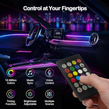Car LED Strip Lights, Interior Acrylic LED Lights for Car with Dynamic Rainbow Dream Color Chasing, Ambient Lighting Kits Music Sync (8 in 1(6 * 29.5"+43.3"+14.5")) - Image 5
