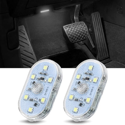 Nilight 2 PCS White Color Wireless Magnetic LED Interior Lights | USB Rechargeable Universal Mini Sticky Footwell Ambient Atmosphere Reading Lamp with Touch Sensor, Portable Night Lighting by Nilight