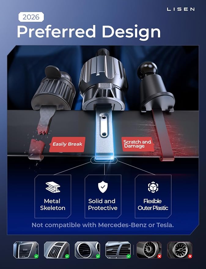 LISEN for Qi2.2 25W MagSafe Car Mount Charger,Car Vent Magnetic Car Charger | Stable & Fast Charging iPhone Car Mount,Qi2.2 Certified 25W Magsafe Car Mount, Car Vent Mount For iPhone 17 16 15 14 13 12 - Image 7