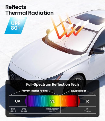 Wigoo for Nissan Altima Windshield Sunshade, Custom Fit, Keeps Car Cool | Custom Fit, Cooling Tech Fabric, Foldable Heat-Blocking Sunshade with Storage Bag, for Nissan Altima 2019-2026 Accessories - Image 3