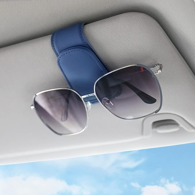 Sunglass Holder for Car Sun Visor Sunglasses Clip Car accessories -Blue | sun visor organizer, ticket card clip, eyeglass sunglasses holder, one-handed magnetic, anti-scratch, car stuff for women men - Image 8