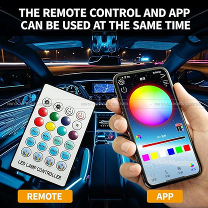 Ambient Lighting Car led Lights Interior, 43.3'' USB Powered Acrylic Neon Flexible Strip Model y Ambient Lighting kit with Remote APP,Dynamic RGB 2 in 1 Music Lights Sync for Inside car Decorations - Image 6