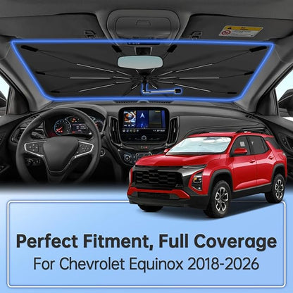 Windshield Sun Shade Umbrella for Chevrolet Equinox 2018-2026 Front Window | Foldable Car Sunshade(No Gaps), Highly Reflective Front Window Sun Shield Visor for UV Protection, Keep Car Cool Accessories - Image 2