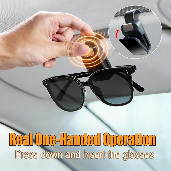 Dsycar Sunglasses Holder for Car, 2 Pack Car Sun Visor Sunglasses Clip | One-Handed-Operation Easy Access Storage for Driving,Universal Fits Anti-Scratch Car Sun Visor Accessories - Image 3