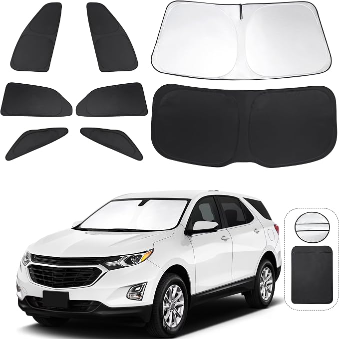 TINGLU Window Shades for Chevrolet/Chevy Equinox 2018-2024 Accessories Car Side Full Windows Rear Triangular Windshield Sun Shade Sun UV Rays & Privacy Protection for Camping,Napping,and Relaxing 8PCS by TINGLU