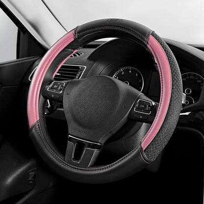 Skechers Air-Cooled Steering Wheel Cover,Leather Car Steering Wheel Cover Universal Fit 14" 1/2-15" Car Wheel Protector for Men Women Fit Suvs,Vans,Sedans,Car,Trucks,Pink by Unknown