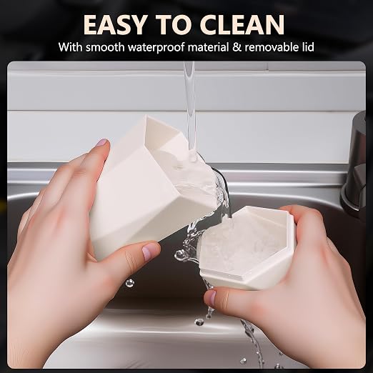 Car Trash Can with Lid, Leakproof, 30 Trash Bags, Beige, 2 Pack | Small Garbage Can for Car, Car Accessories for Interior, Multipurpose Organizers and Storage Solutions for Home, Office - Image 4