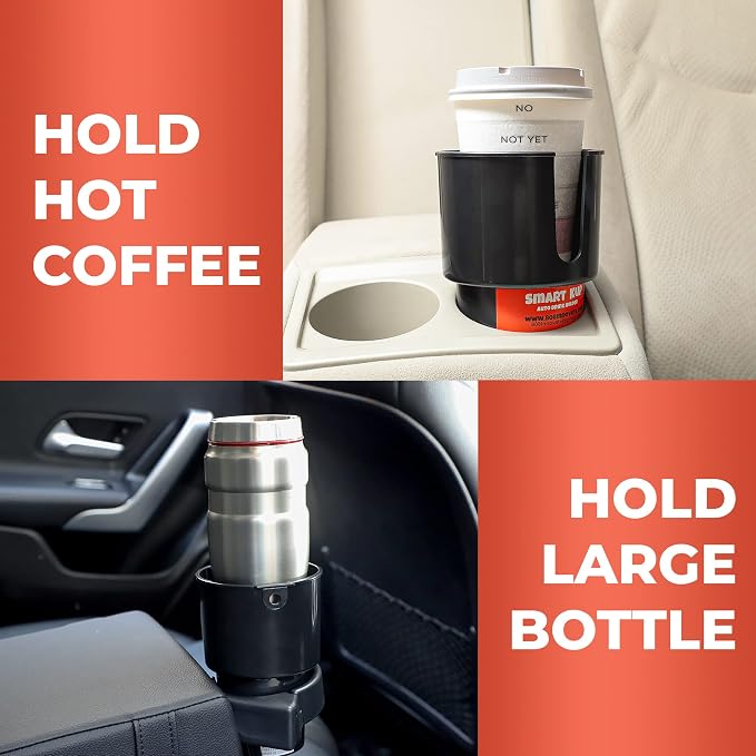 Car Cup Holder Expander - Fits Hydro Flasks 32/40 oz, Nalgene, Yeti & Large Bottles up to 3.8 inches Wide - for Car up to 3.2 Inches Wide - Black - Image 8