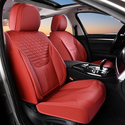 Car Seat Covers for Front Seats, Universal Seat Cushion 2 Seats, Car Seat Protector Waterproof, Premium Leather Automotive Seat Covers for Most Cars, Sedans, SUVs, and Trucks-Red by FLORICH