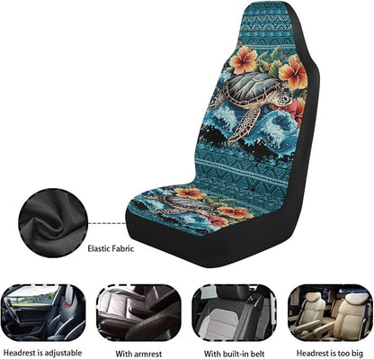 Hawaii Hibiscus Turtle Car Seat Cover Front Seats Only,Aztec Premium Polyester Seat Covers Anti-Slip Saddle Blanket Cushion Cover for Cars Trucks and SUVs - Image 5